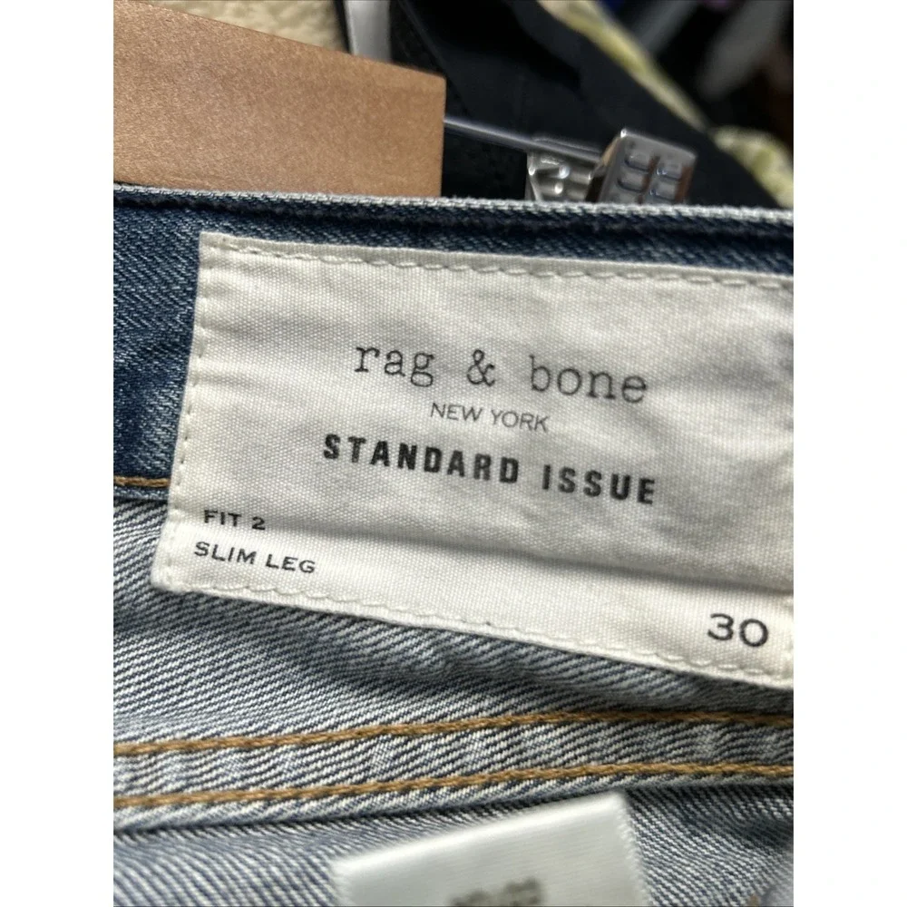 Mens Rag & Bone Standard Issue Jeans Fit 2 Slim Leg Sz 30 Distressed